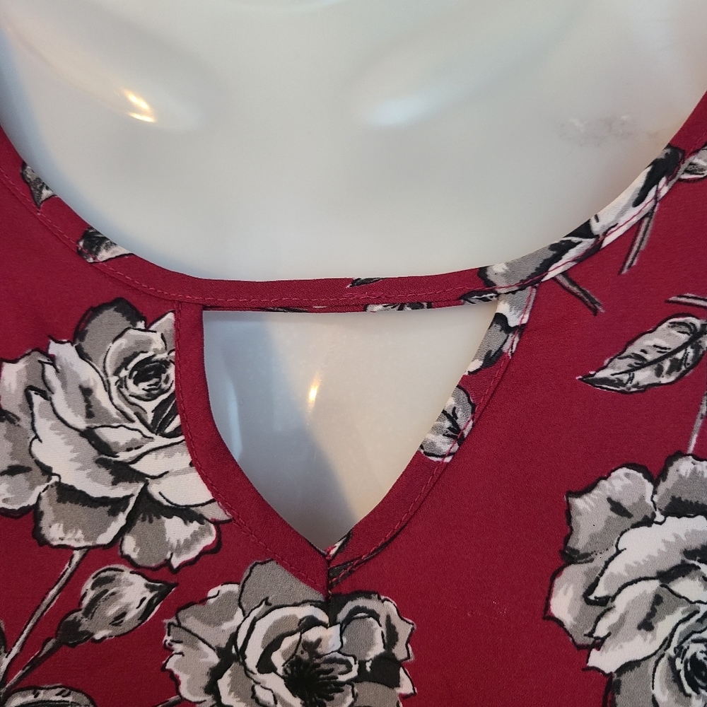 Torrid Georgette Floral Blouse Keyhole Magenta Long Sleeve Women's Size 0 (L 12) - Picture 7 of 15